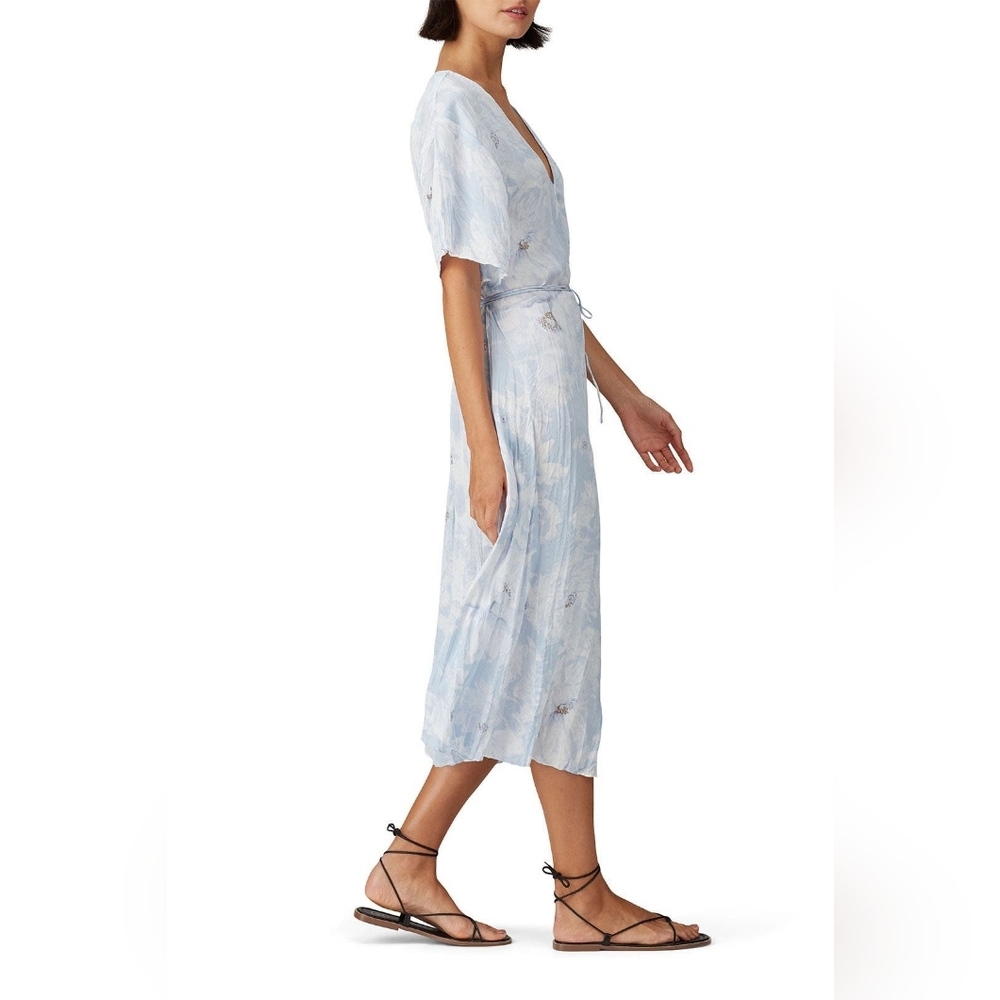 Vince Painted Magnolia V-Neck Midi Dress - Picture 4 of 12
